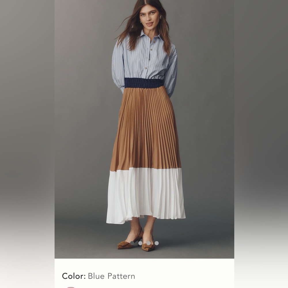 Anthropologie Maeve Somerset Pleated Twofer Maxi Dress